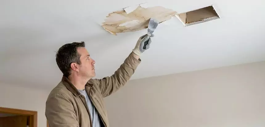 Ceiling Water Stain and Drywall Repair in Pine