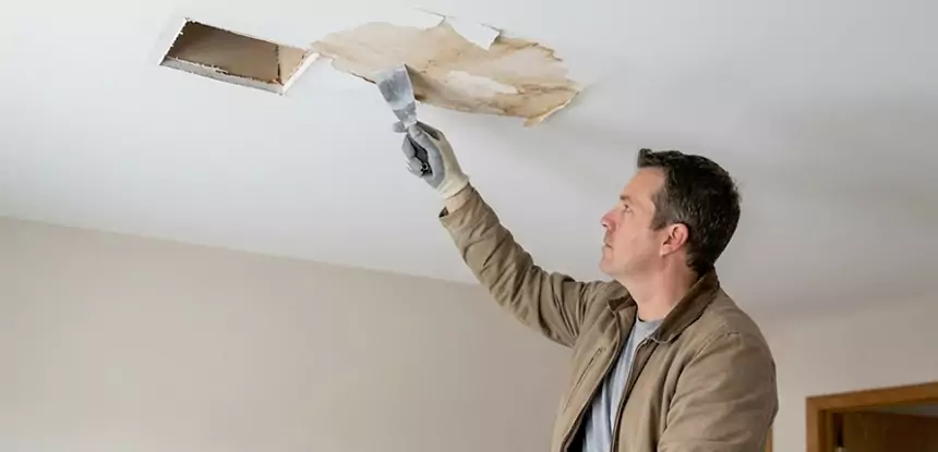 Dry Ceiling After Water Leak in Pine