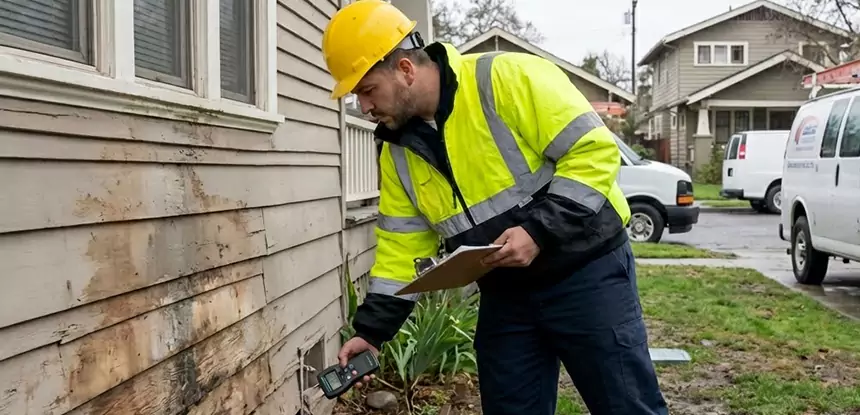 Water Damage Exterior Wall Pine